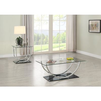 Danville 2-piece Glass Top Coffee and End Table Set Chrome