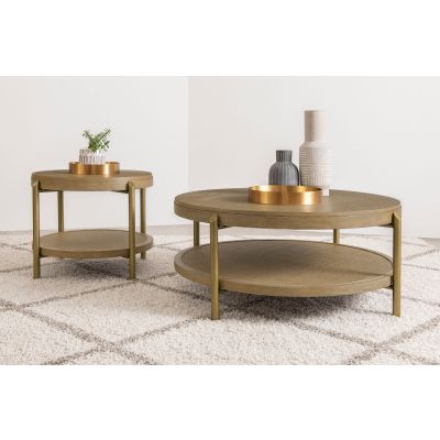 Arini 2-piece Round Coffee and End Table Set Sand Wash