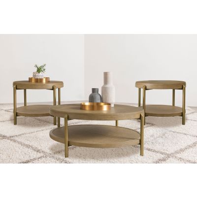 Arini 3-piece Round Coffee and End Table Set Sand Wash