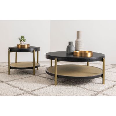 Arini 2-piece Round Coffee and End Table Set Black