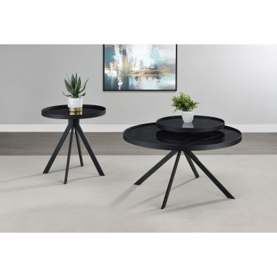 Briggs 2-piece Round Coffee and End Table Set Black