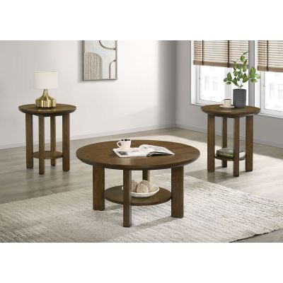 Ottowa 3-piece Round Wood Coffee Table Set Brown