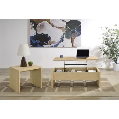 Canoga 2-piece Lift Top Cocktail Coffee Table Set Light Oak