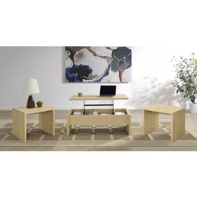 Canoga 3-piece Lift Top Cocktail Coffee Table Set Light Oak