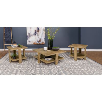 Dawn 3-piece Round Coffee and End Table Set Mango Brown