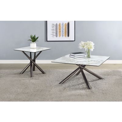 Carvell 2-piece Square Coffee and End Table Set Mirage White
