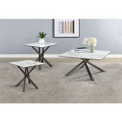 Carvell 3-piece Square Coffee and End Table Set Mirage White