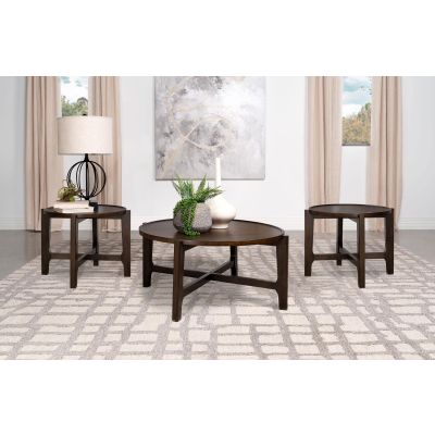 Cota 3-piece Solid Wood Coffee and End Table Set Dark Brown