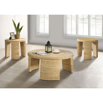 Artina 3-piece Rattan Coffee and End Table Set Natural