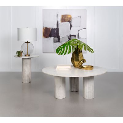 Astoria 2-piece Marble Coffee and End Table Set White