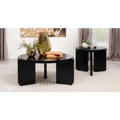 Cordova 2-piece Solid Wood Coffee and End Table Set Black