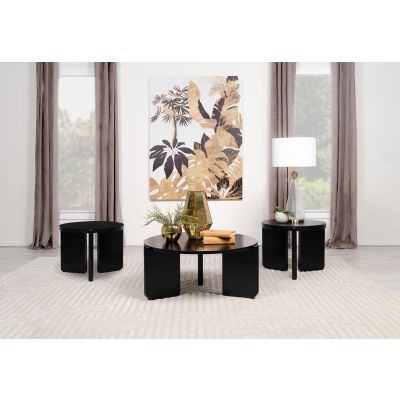 Cordova 3-piece Solid Wood Coffee and End Table Set Black