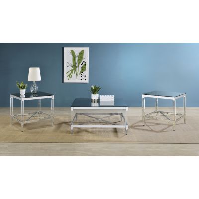 Lindley 3-piece Square Coffee and End Table Set Chrome