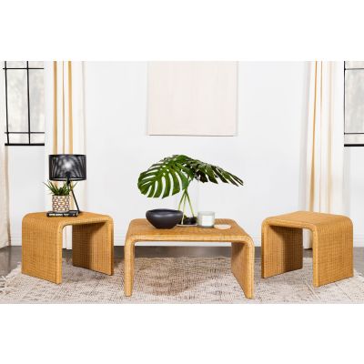 Cahya 3-piece Rattan Coffee and End Table Set Natural