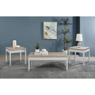 Stacie 3-piece Coffee Table Set Distressed Pine and White