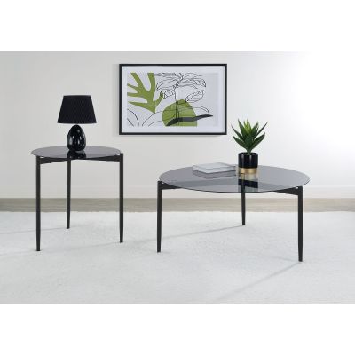 Rosalie 2-piece Round Coffee and End Table Set Grey