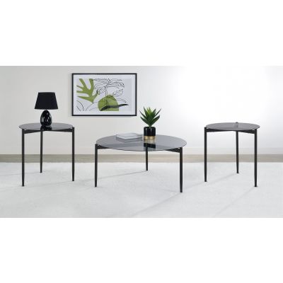 Rosalie 3-piece Round Coffee and End Table Set Grey