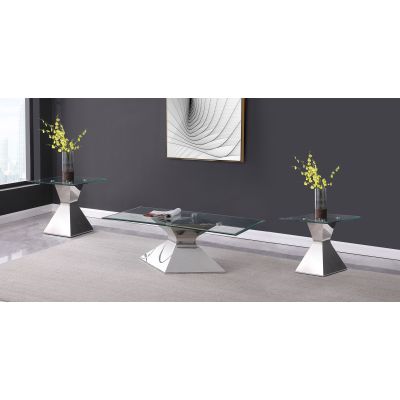 Jenny 3-piece Rectangular Coffee and End Table Set Chrome
