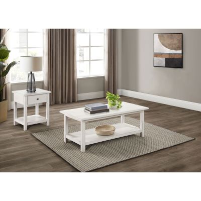 Payne 2-piece Coffee and 1-drawer End Table Set White