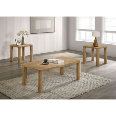 Castlewood 3-piece Cocktail Coffee Table Set Light Oak