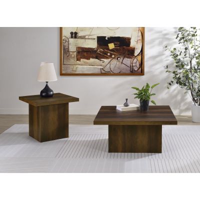 Devar 2-piece Square Coffee and End Table Set Dark Pine