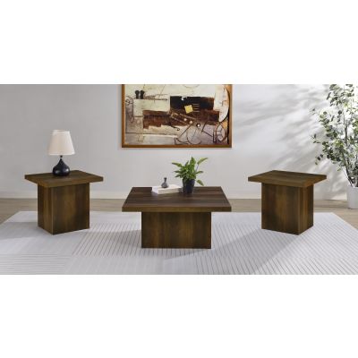 Devar 3-piece Square Coffee and End Table Set Dark Pine