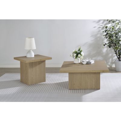 Devar 2-piece Square Cocktail Coffee End Table Set Latte