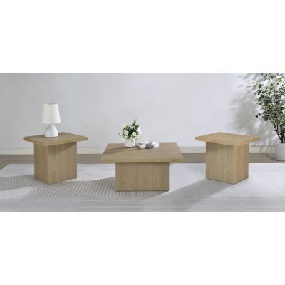 Devar 3-piece Square Cocktail Coffee End Table Set Latte