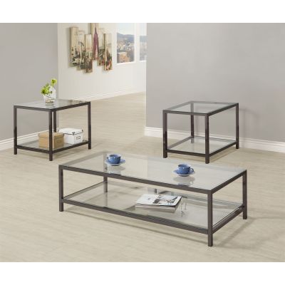 Trini 3-piece Coffee and End Table Set Black Nickel