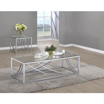 Lille 2-piece Glass Top Coffee And End Table Set Chrome