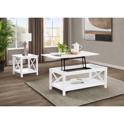 Skyview 2-piece Rectangular Lift Top Coffee Table Set White
