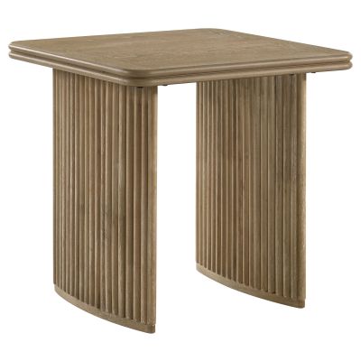 Adina Square Wood Side End Table Distressed Light Brown