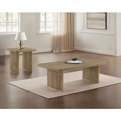 Adina 2-piece Wood Coffee Table Set Distressed Light Brown