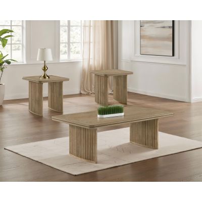 Adina 3-piece Wood Coffee Table Set Distressed Light Brown