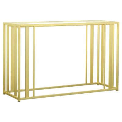 Adri Glass Top Entryway Console Table Matte Brass
