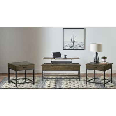 Byers 3-piece Lift Top Coffee and End Table Set Brown Oak
