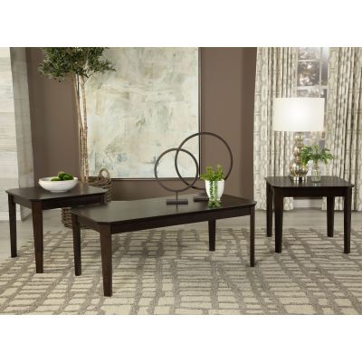 Amaro 3-piece Coffee and End Table Set Dark Brown