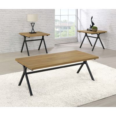 Colmar 3-piece Engineered Wood Coffee Table Set Golden Oak