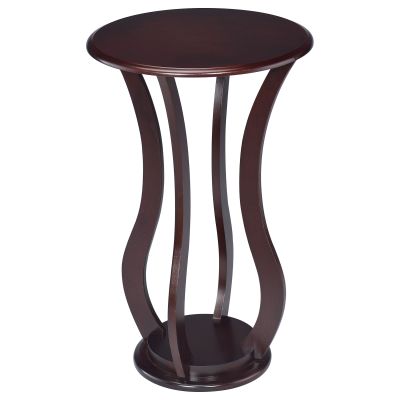 Elton Round Wood Top Accent Plant Stand Cherry