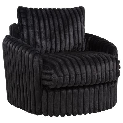 Sarco Corduroy Upholstered Swivel Accent Arm Chair Black