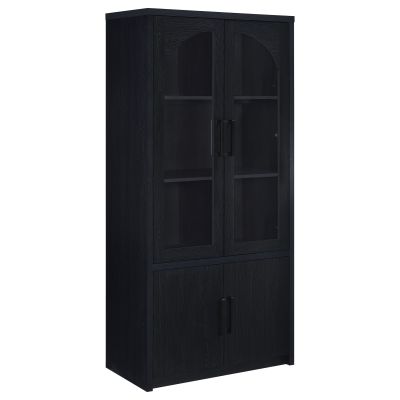 Riva 4-door Tall Accent Display Cabinet LED Lighting Black