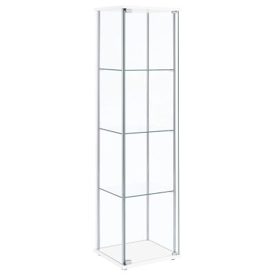 Bellatrix 4-shelf Clear Glass Curio Cabinet White